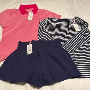 Three Vineyard Vines pieces with tags (two tops and 1 shorts)